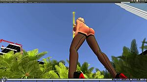 beautiful blond girl dancing on pole seductively!