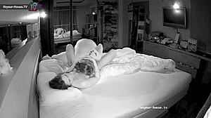 Lesbian amateur couple explores tongues and pussies in homemade voyeur video