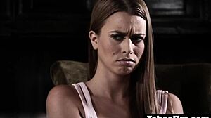 Stepdaughter caught sucking stepmom's boyfriend's cock in secret