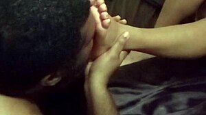 Rock, a mexican guy, licks his interracial girl's feet with tickling delight