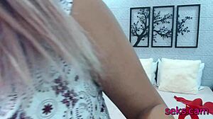 Amateur housewife bends over for a dildo