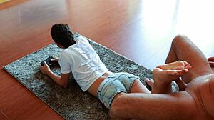 Gamer Girl's Passionate Footjob During Game