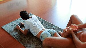 Gamer Girl's Passionate Footjob During Game