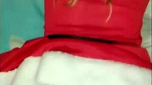 he rides santa's wife cowgirl style for a creampie orgasm in pov