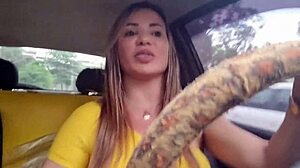 i'm drivin my mama for some sex in the car, blonde milf latina bodybuilder with muscular build