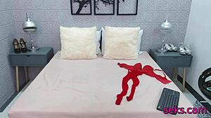 Amateur housewife bends over for a dildo