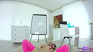 Pretty teen 18+ masturbates solo