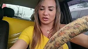 i'm drivin my mama for some sex in the car, blonde milf latina bodybuilder with muscular build