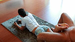 Gamer Girl's Passionate Footjob During Game