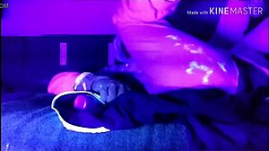 cosplay solo with large dildo under blacklight 😏