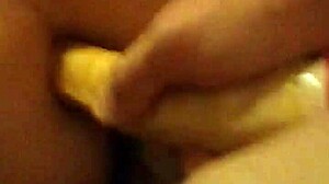 Dildo fucks tight pussy and ass