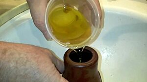 Red Enema Play with Intense Piss Action