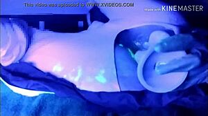 cosplay solo with large dildo under blacklight 😏