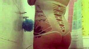 I admire alina's tattoo in the shower