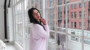 Super hot desi nri girl with small 18+ boobs shows big tits fingering and fucking homemade horny interracial cock.