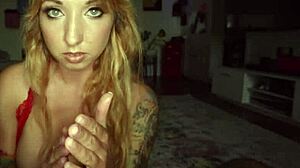 busty teen daisie belle gives pov handjob in lingerie