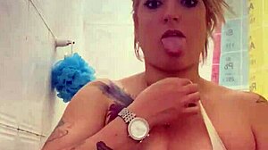 I admire alina's tattoo in the shower