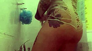 I admire alina's tattoo in the shower