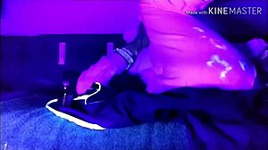 cosplay solo with large dildo under blacklight 😏