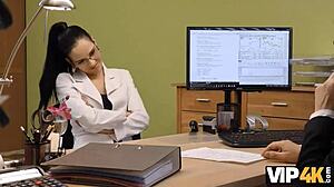 Bold Brunette Office Blowjob for Cash