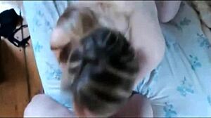 a hot blonde couple gets wild at home, leading to a messy facial cumshot orgasm