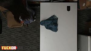 Brunette hottie talked into riding dick