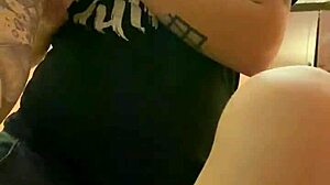 Ukrainian Redhead with Hairless Tattoo Gives Footjob Fetish and Orgasm