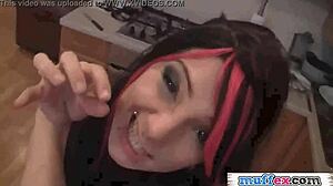 Crazy emo girlfriend strips and teases her friend