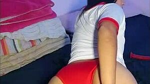 Japanese brunette models traditional bloomers in a relaxed setting