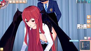 in this touhou hentai, the little devil moans as her big tits are rubbed intensely