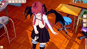 in this touhou hentai, the little devil moans as her big tits are rubbed intensely