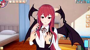 in this touhou hentai, the little devil moans as her big tits are rubbed intensely