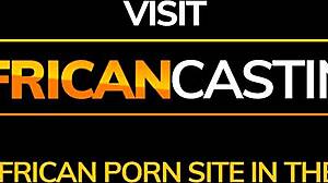 behind the scenes, this african babe gets interviewed then bent over for pov suck and fuck 😈