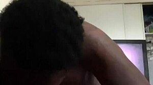 ebony whore sucks big black cock in doggy before swallowing cumshot