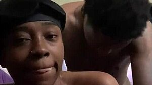 ebony whore sucks big black cock in doggy before swallowing cumshot