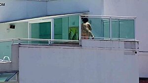 senior nudists bare it all on a sunny beach day with shaved bodies exposed  