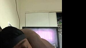 ebony whore sucks big black cock in doggy before swallowing cumshot