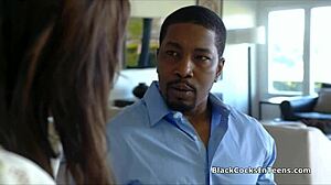 In This Threesome, Teen and Milf Share Big Black Cock Passionately