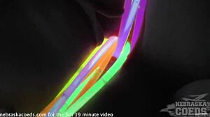 Teen samanta stretches her tight pussy with glow sticks in dirty reality scene