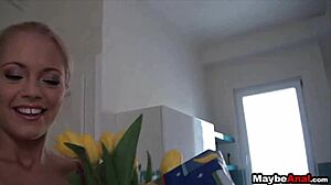 Euro blonde babe Vanda Lust gets her tight asshole fucked anally in amateur sex.