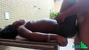 Dr Bumbum pounds Bruna Black's ebony ass doggystyle outdoors with monster cock until cumshot.