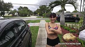 Beautiful Latina Amber Fox gets her tight pussy stuffed hard