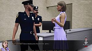 cartoon blonde flashes upskirt at work in wild scene