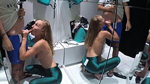 Real Casual Blowjob by Amateur Couple in Fitting Room