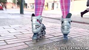 Girl plays with dildo on webcam