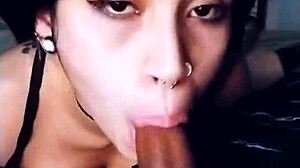 Emo Couple Satanbxbygirl Performing Webcam Show With Sucking
