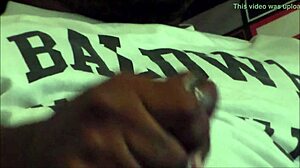 Fat black cock cums in slow motion