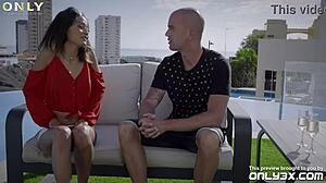 only3x teaser: auto scam turns gold digger scarlett domingo into outdoor pussy licking fun?