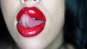 Bimbo With Lipstick Gives Intense Blowjob