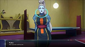 Queen performs blowjob on monster in dragon ball hentai.